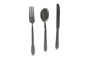 Spoon with fork and table knife