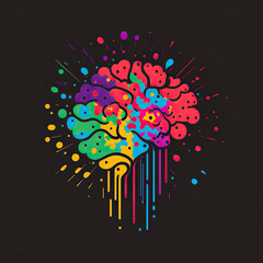 ai generatd illustration of Neural network logo. Human brain emblem. Artificial intelligence icon.