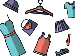 Illustration of various accessories and clothes