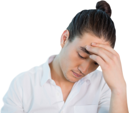 Close-up of man suffering from headache