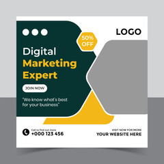 Digital marketing social media post banner template and corporate social media post template,
Creative digital business marketing post