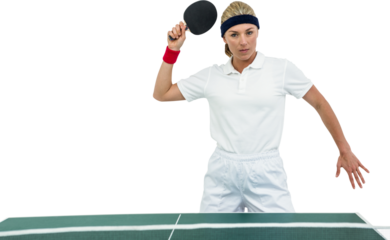 Female athlete playing table tennis