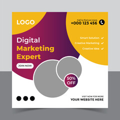 Digital marketing social media post banner template and corporate social media post template,
Creative digital business marketing post