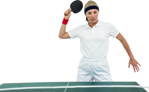Female athlete playing table tennis