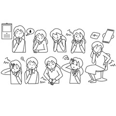 生理に伴う心身の不調に悩む女性セット