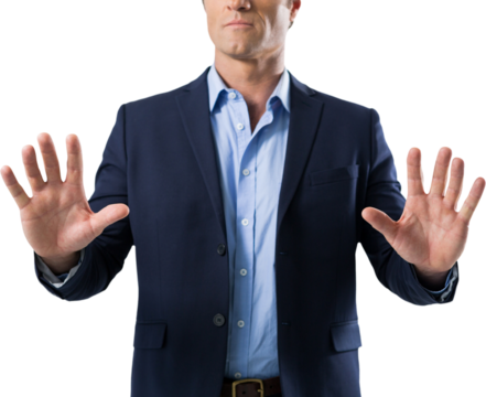 Businessman touching the invisible screen