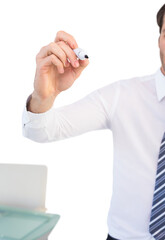 Businessman writing with black marker