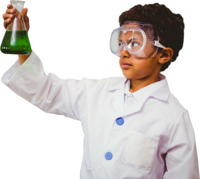 Cute boy holding conical flask - Powered by Adobe