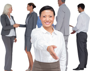 businesswoman offering handshake