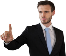 Businessman working on invisible interface