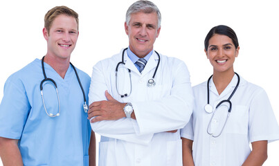 Fototapeta premium Portrait of happy doctors standing