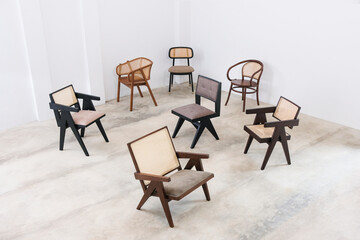 a collection of terrace cafe chairs and dining chairs