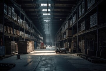 Fototapeta na wymiar Inside a well organised warehouse