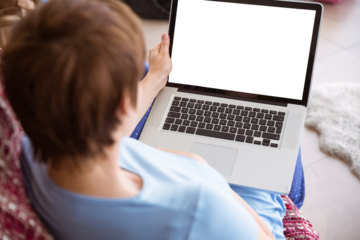 Pregnant woman using her laptop