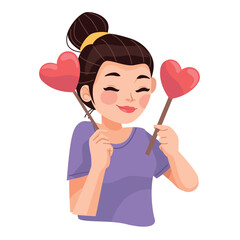 happy girl with hearts