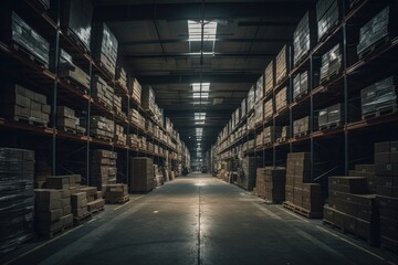 Inside a well organised  warehouse