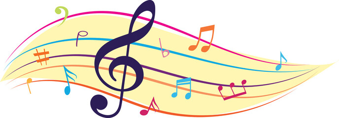 Musical notes and signs icon