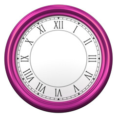 Pink wall clock with roman numerals