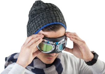Man wearing aviator goggles