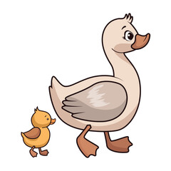 cute duck mom and baby