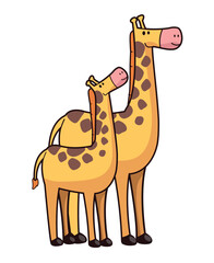 Fototapeta premium cute giraffe mom and baby
