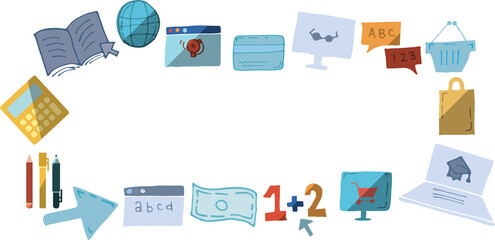 Icons arranged on white background