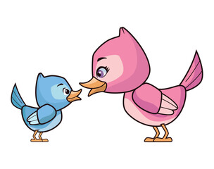 cute bird mom and baby