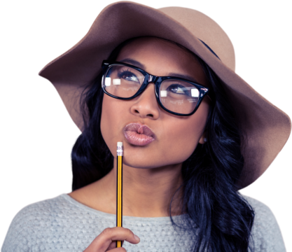 Asian woman holding pencil