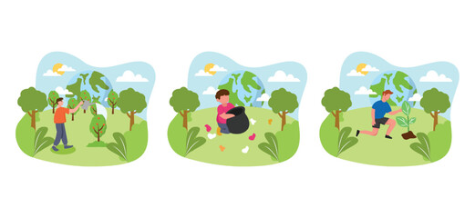Earth Day Flat Bundle Design Illustration