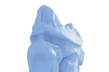 Blue rock formation against white background