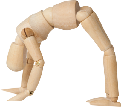 Wooden 3d figurine exercising on floor