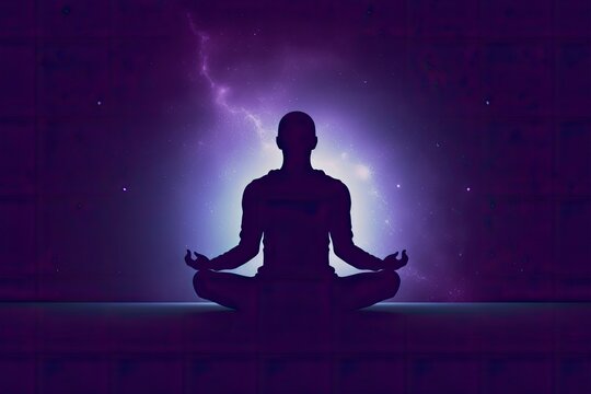 image that depicts the mind-body connection, a person sitting cross-legged with their hands on their knees and their eyes closed, to capture the essence of yoga  meditation  Generative AI