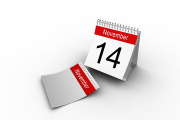 Desk calendar showing date of 14th November