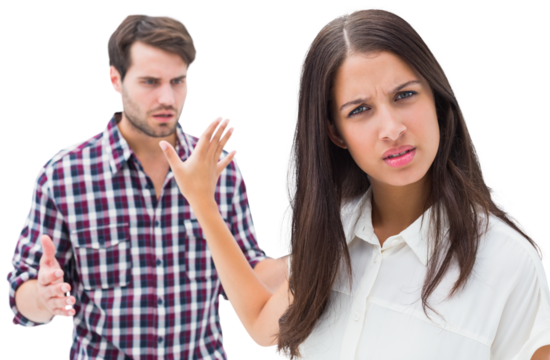 Angry brunette not listening to her boyfriend