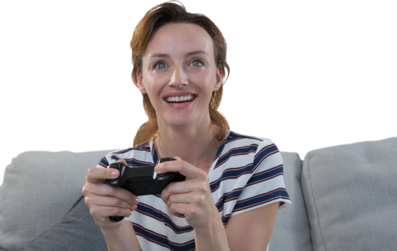 Woman playing video game