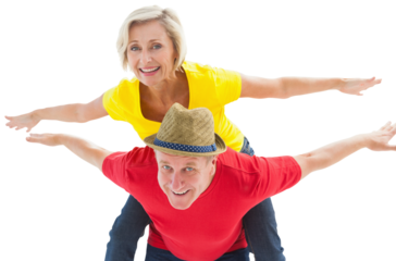 Mature couple joking about together