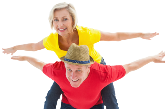 Mature couple joking about together