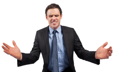 Businessman posing with arms out