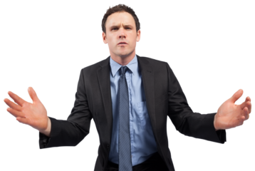 Businessman posing with arms out