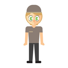 Digitally generated image of delivery boy