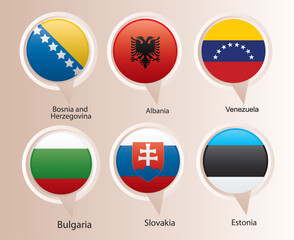 County flags, Map Marker, Map Pointer vector