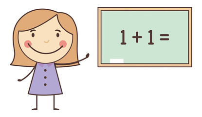 Girl and blackboard icon