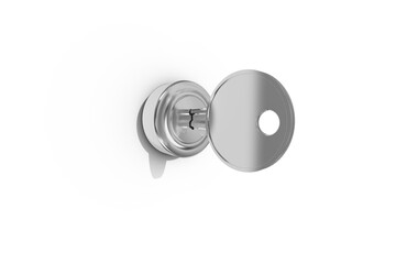 Fototapeta na wymiar Close up of silver metal key and lock