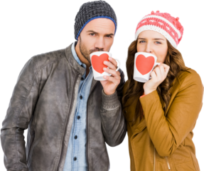Portrait of young couple having coffee
