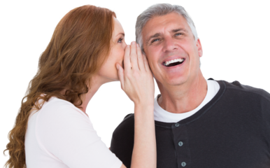 Woman telling secret to her partner