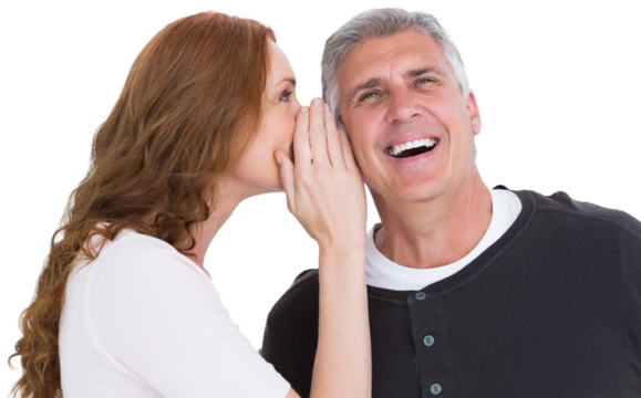 Woman telling secret to her partner