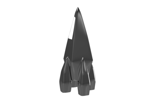 Silver colored rocket toy