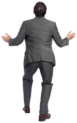 Businessman standing with arms out