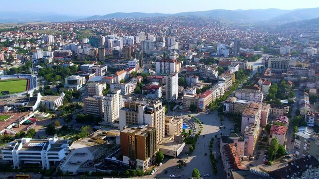 Aerial of Prisitna, the capital of Kosovo