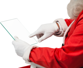 Santa Claus using glass